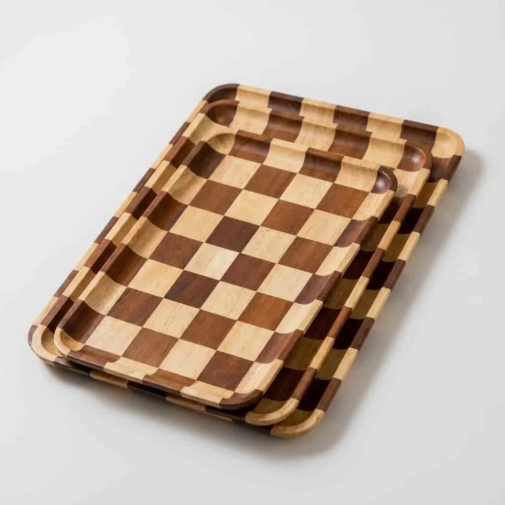 2025 New Acacia Wood Checkerboard Tray for Home, Dessert, Bread, and Tea Service 2