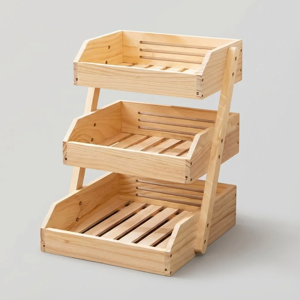 Multi-Tier Wooden Fruit Vegetable Storage Rack for Kitchen and Desktop 2