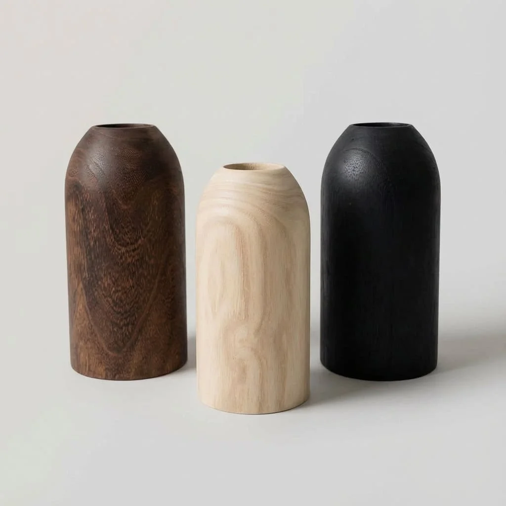 Wooden Cylinder Vase Minimalist Retro Solid Wood Vase Home Decor Supply