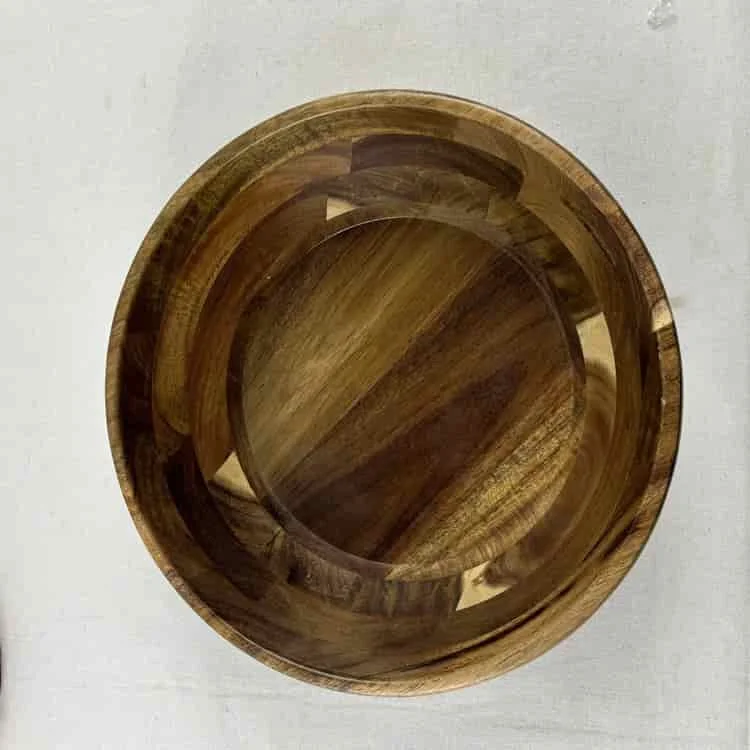 Acacia Wood Salad Bowl – Large Solid Wood Fruit & Rice Serving Bowls 2