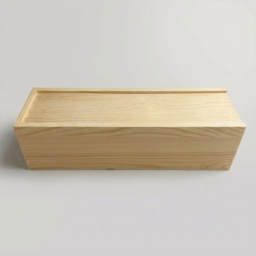 Custom Single Bottle Wooden Wine Box with Sliding Lid 4