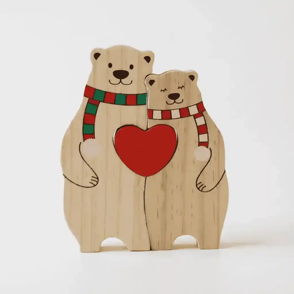 Winter Wooden Bear Family Puzzle Craft Set for Bulk Orders