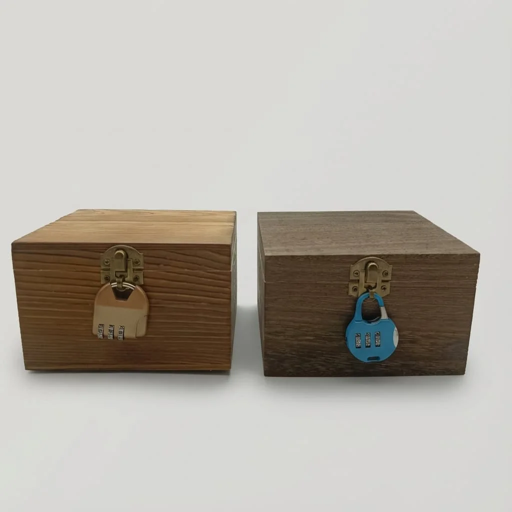 Wooden Combination Lock Box for Blind Box Packaging & Secure Storage