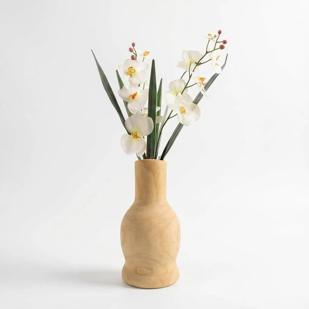 Wooden Belly Vase for Dry Flower Display | Custom Paulownia Wood Vases 3