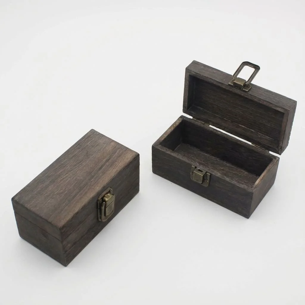 Custom Rectangular Vintage Paulownia Wood Box for Desktop Storage and Gift Packaging 3