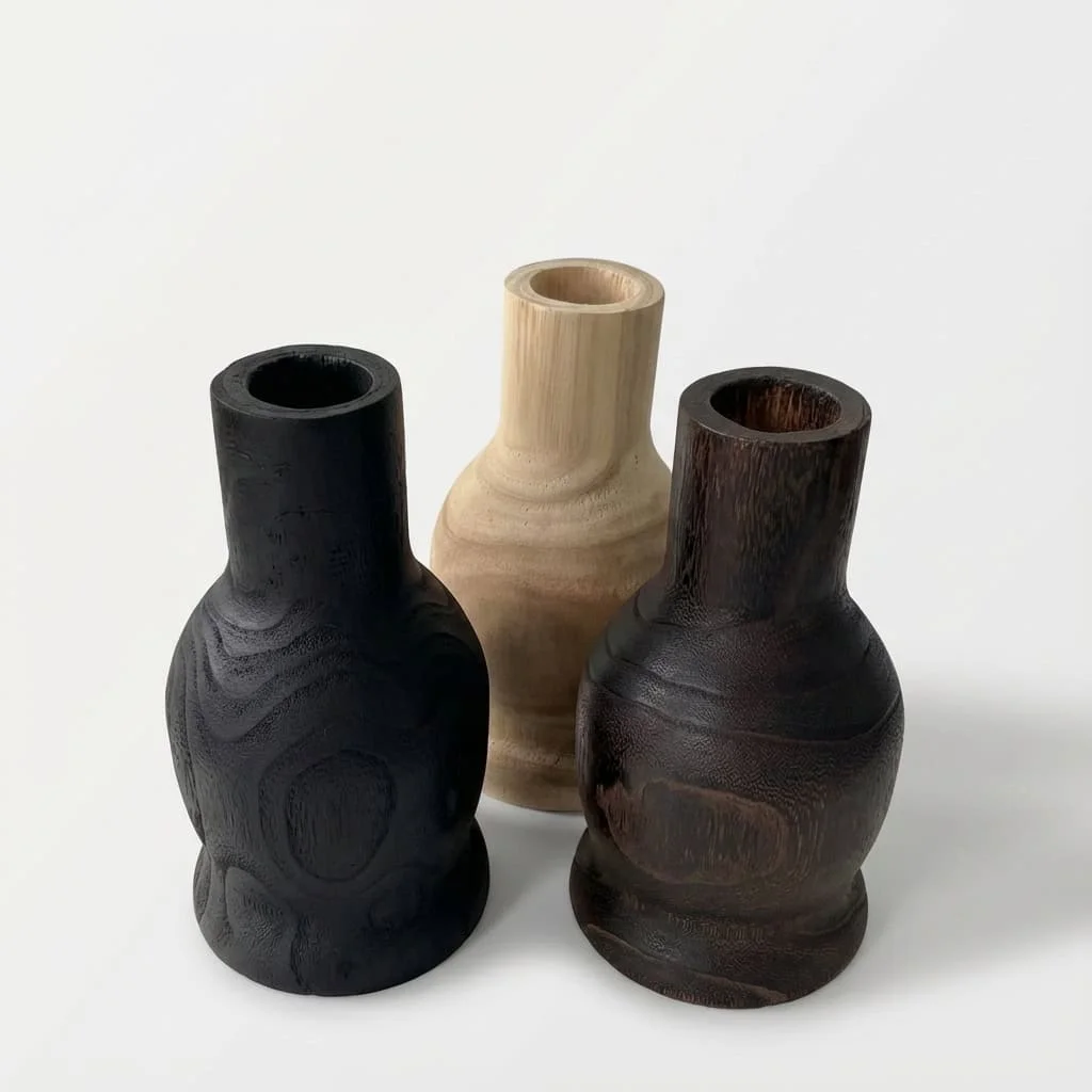 Wooden Belly Vase for Dry Flower Display | Custom Paulownia Wood Vases