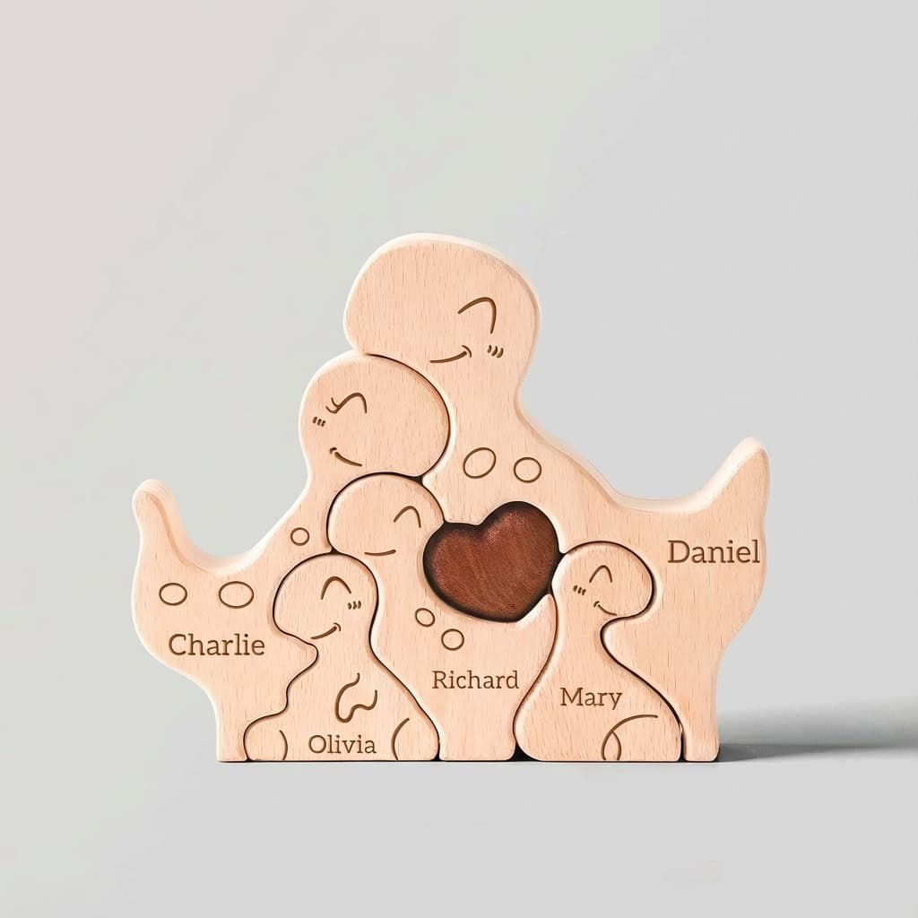 Custom Wooden Dinosaur Family Puzzle Home Decor – Wholesale Wood Craft Supplier