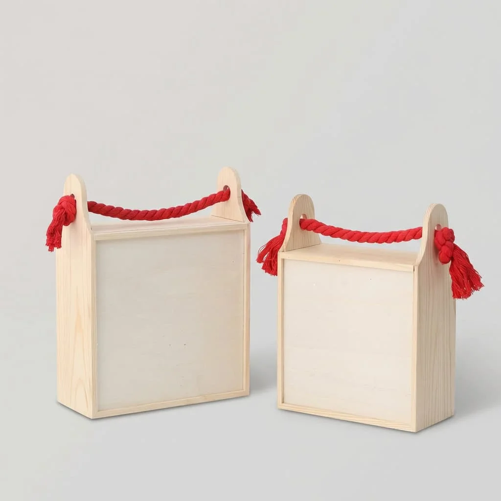 Wooden Rope Handle Gift Boxes for Festival & Holiday Packaging 2