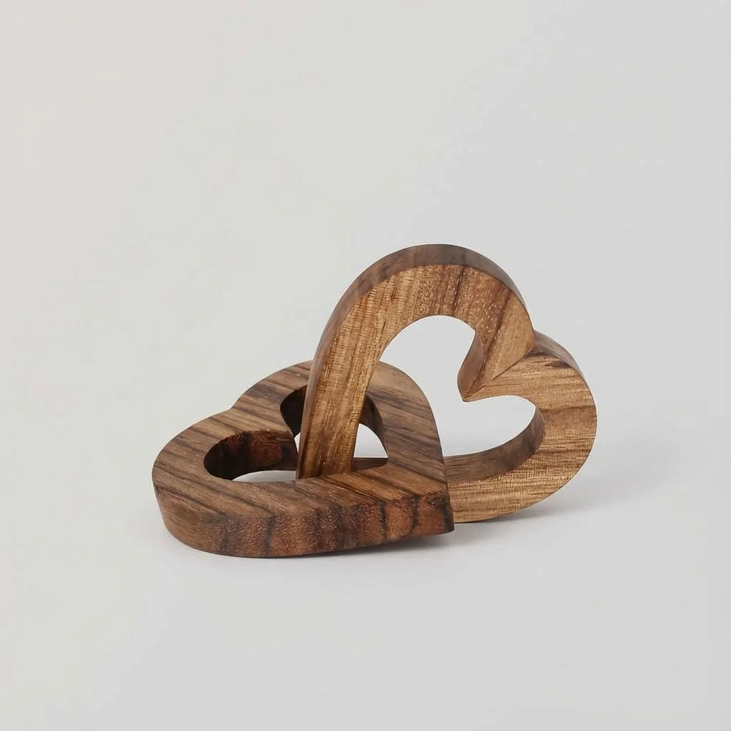 Custom Wooden Interlocking Heart Decor for Bulk Orders
