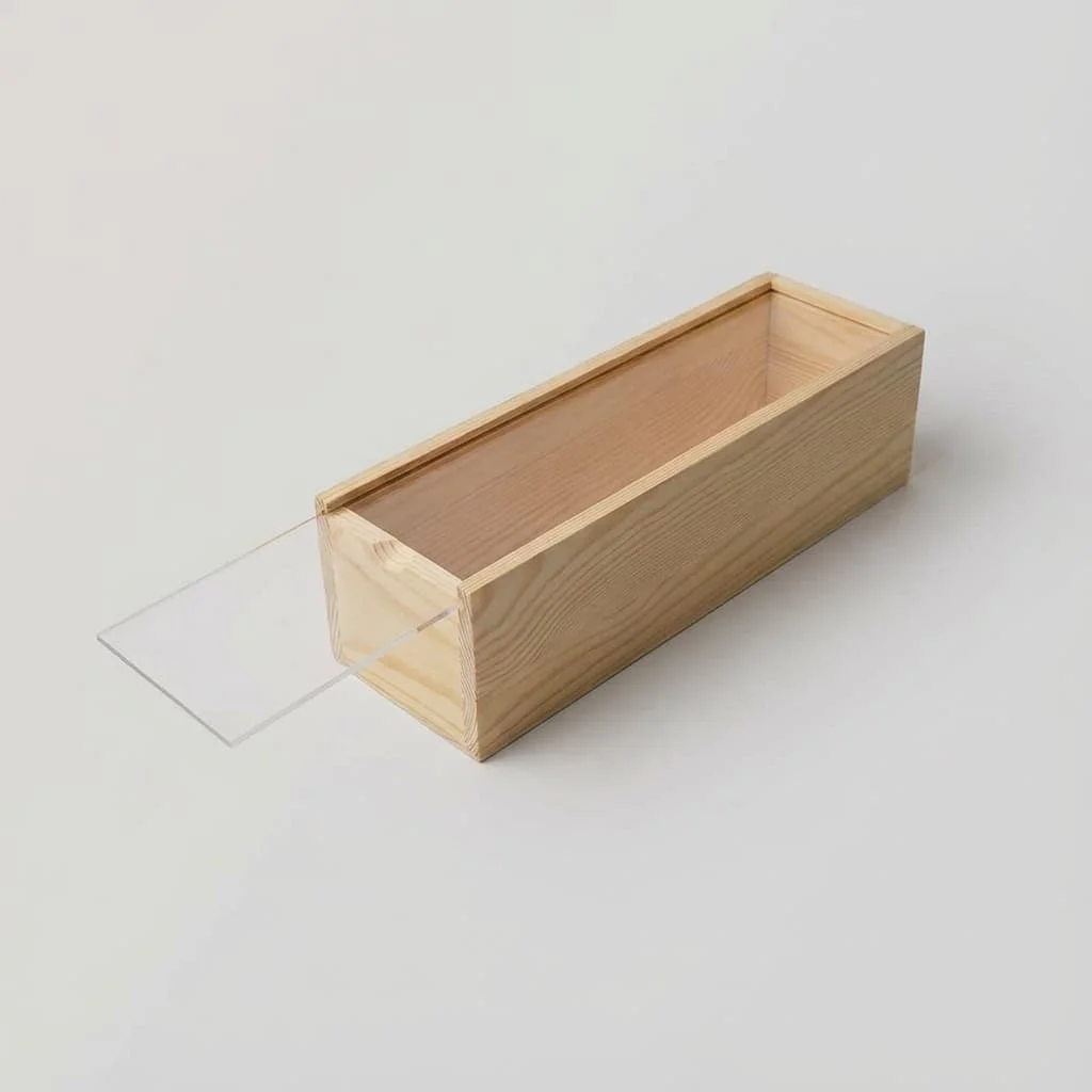 Custom Wooden Wine Gift Box Single Bottle with Acrylic Sliding Lid 2