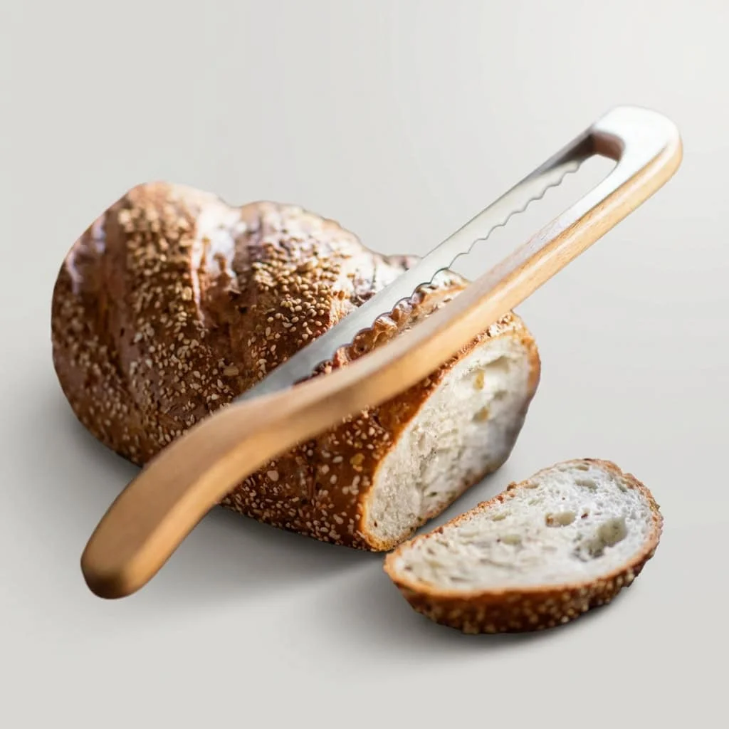 Wooden Bread Cutting Board with Integrated Knife Set for Kitchen Use 3