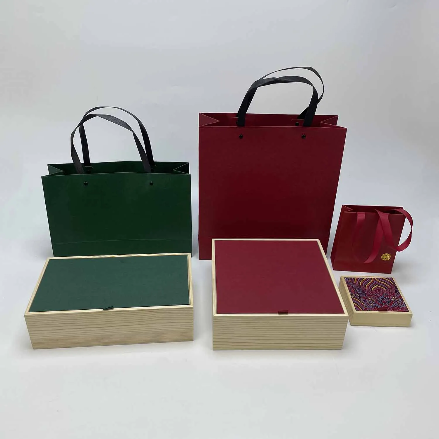 Custom Wooden Gift Boxes with Paper-Covered Lids and Dividers