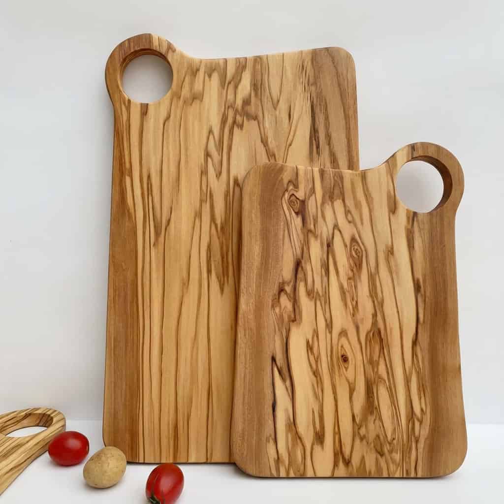 Olive wood steak serving board set for restaurants and dining