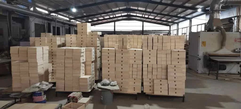 Wholesale wooden gift boxes mass production in Cao County manufacturing workshop