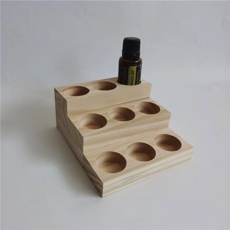 8-Slot Custom Wooden Essential Oil Tiered Display