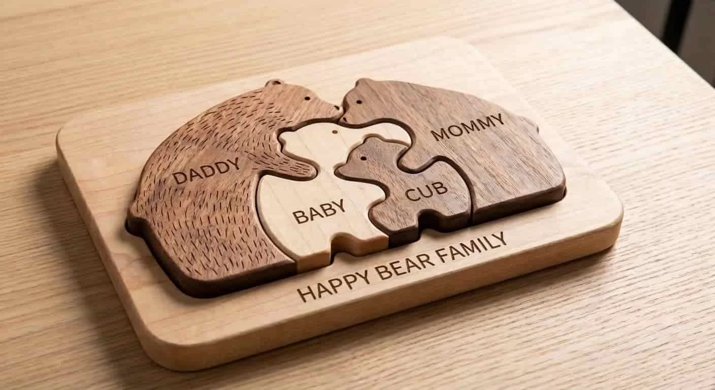 Animal wooden family name puzzle