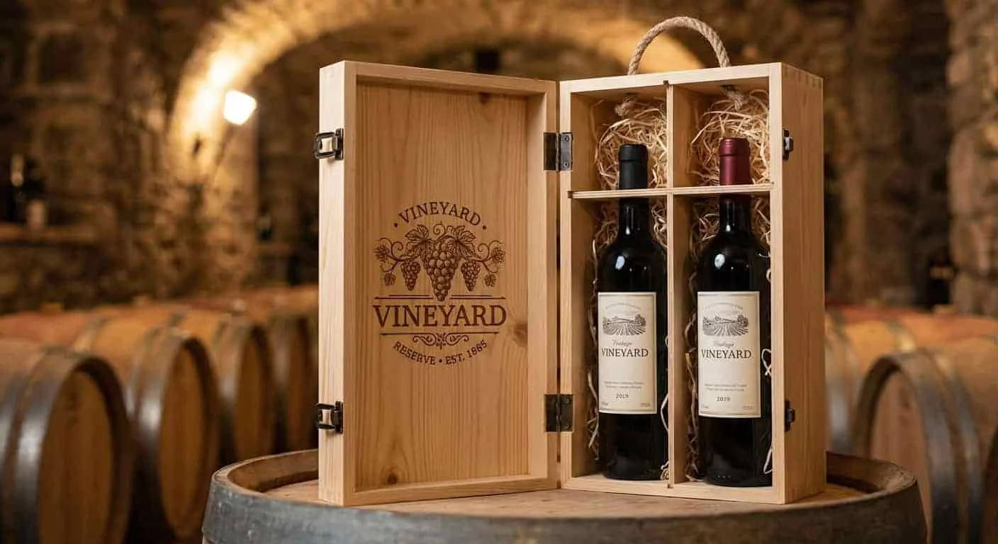 Durable wooden wine packaging boxes produced by a wooden packaging manufacturer in China