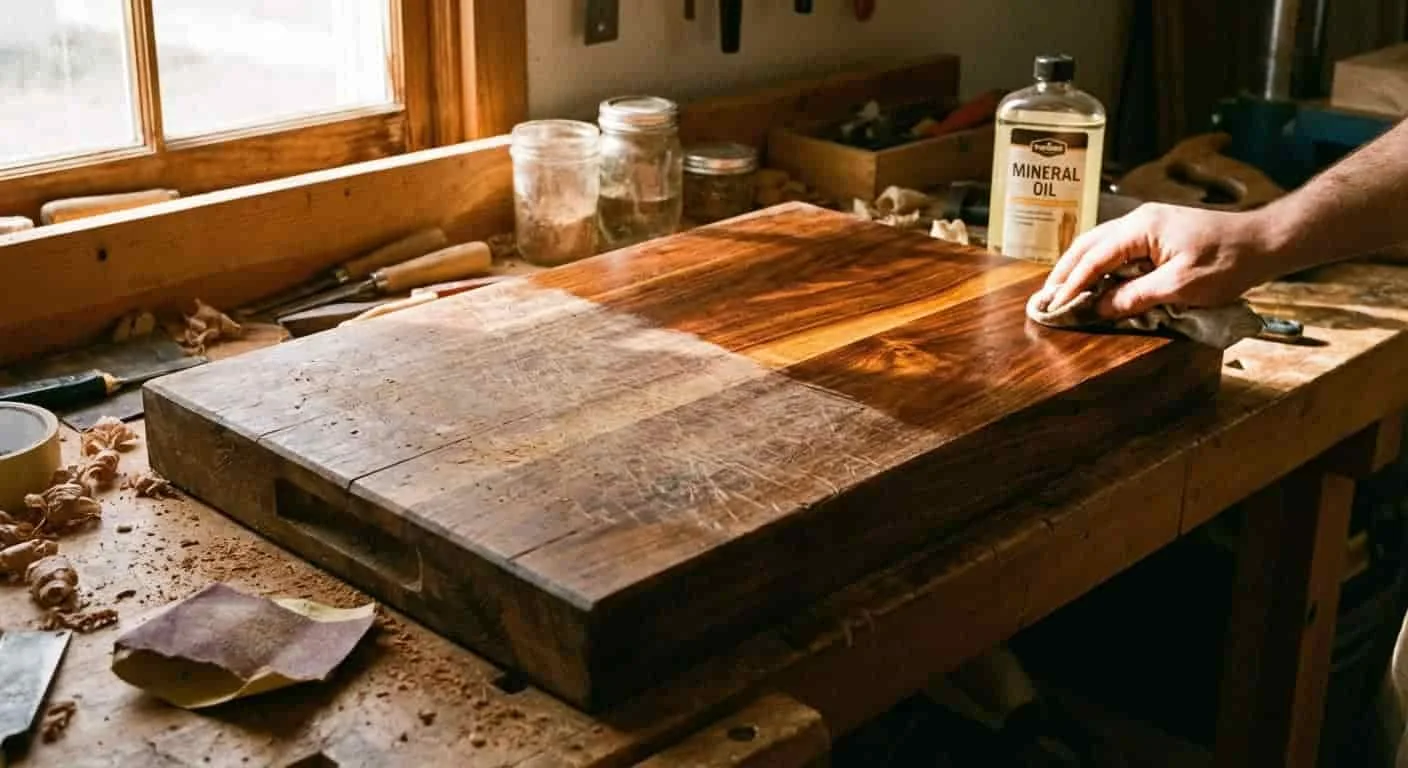 Sanding and re-oiling a worn solid wood cutting board