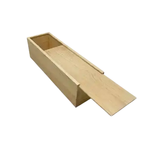 Sliding lid wooden wine box