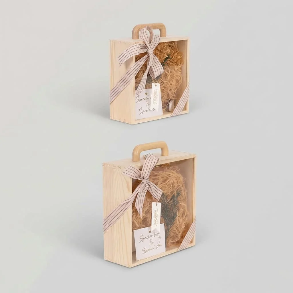 Custom Wooden Handle Gift Boxes with Acrylic Front for Wedding & Event Favors 3