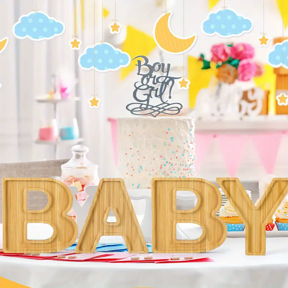 Custom Bamboo Letter Serving Platter: Snack & Dessert Display for Baby Parties 2