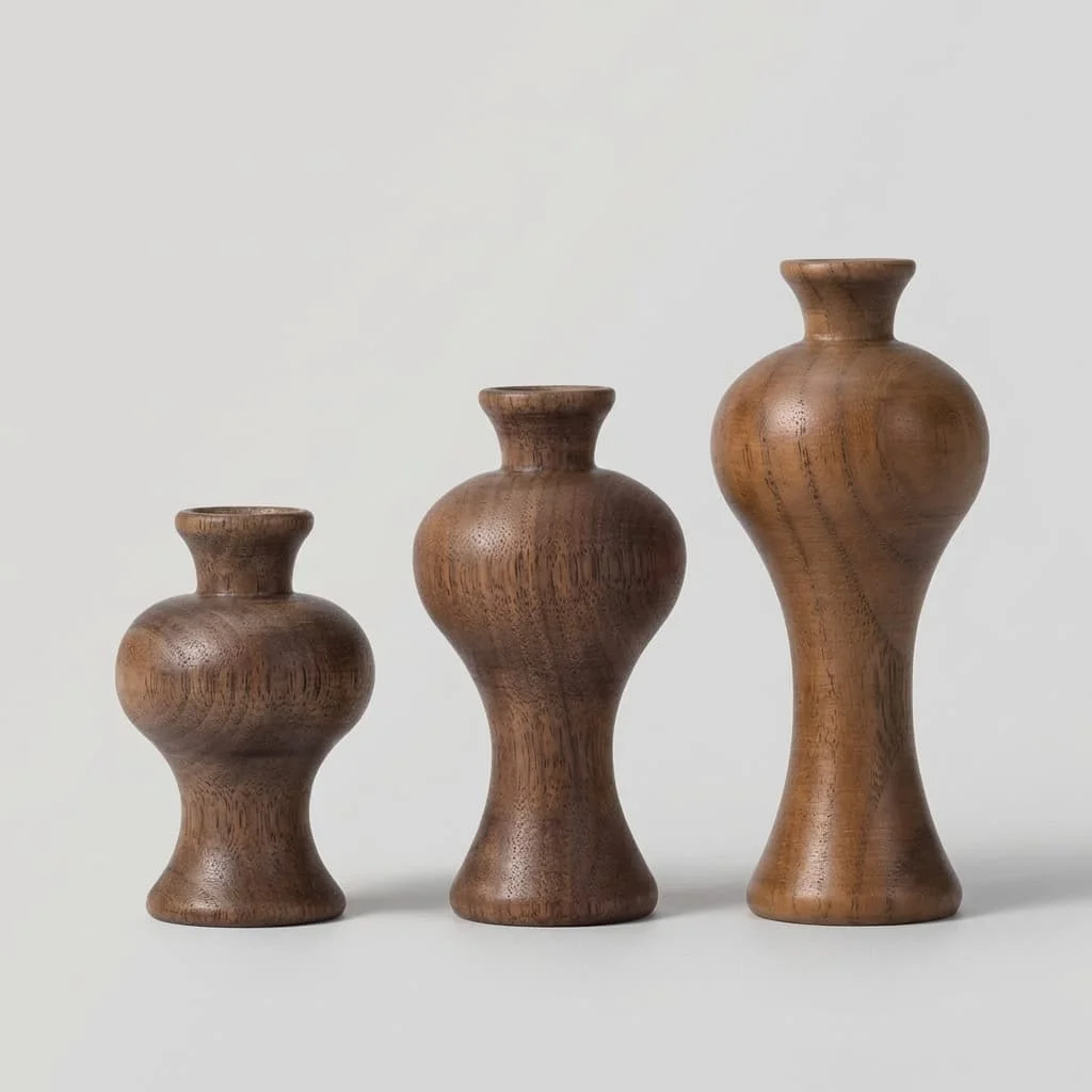 Solid Black Walnut Vase – Retro Design Flower Holder for Home Decor & Crafts 2