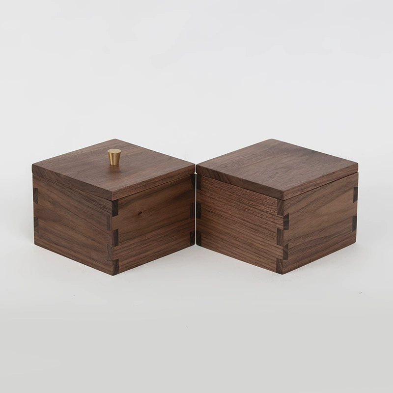 Wholesale Custom Black Walnut Square Mini Wooden Storage Box for Jewelry and Kids Toys