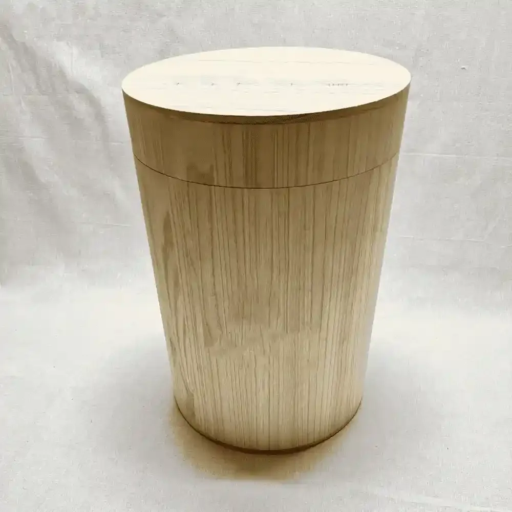 Large Round Wooden Storage Barrel Large Souvenir Gift Box Desktop Organizer Wooden Decorative Barrel 2