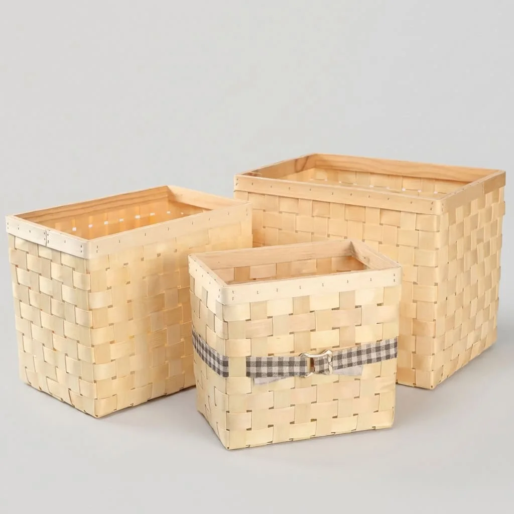 Custom Woven Wood Chip Storage Baskets 2