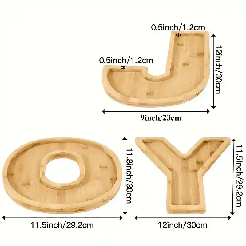 Bamboo Letter Serving Tray Set for Halloween Decor, Charcuterie Platters, Fruit & Pastries 2