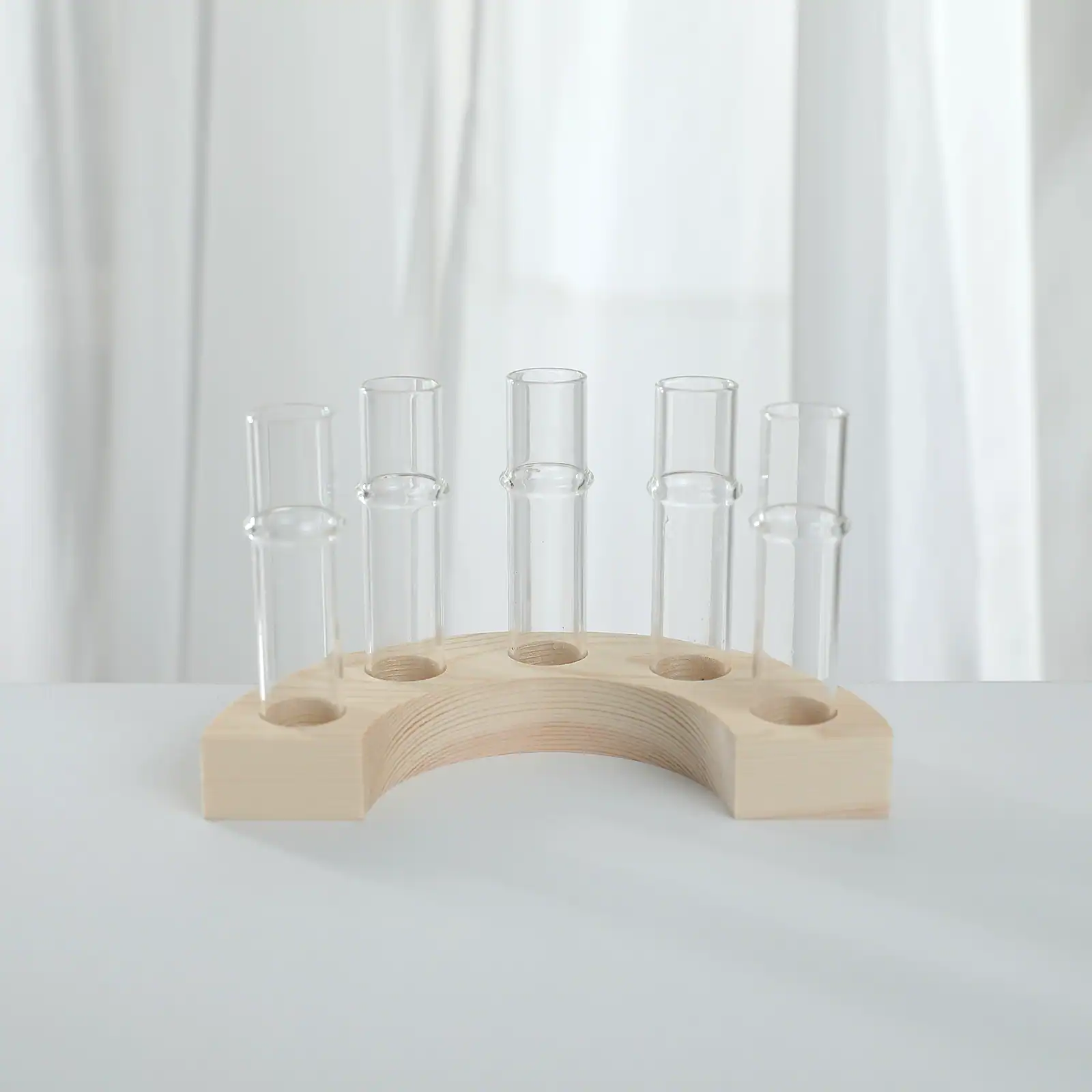 Custom Solid Wood Test Tube Vase for Hydroponic Plants & Floral Decor 3
