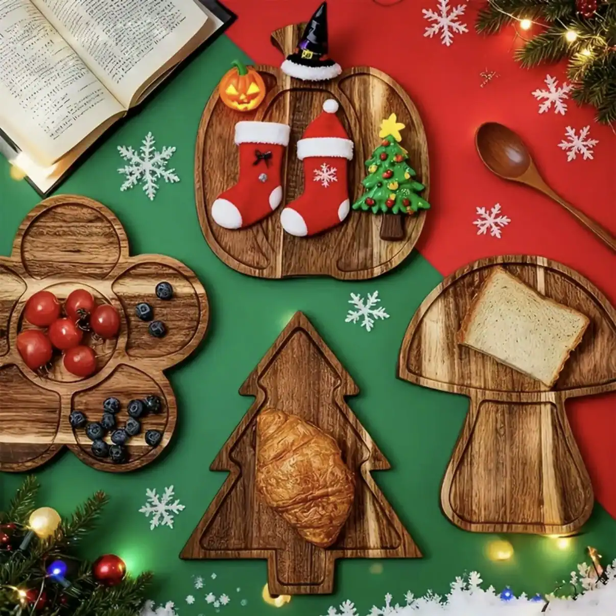 Acacia Wood Decorative Tray for Essential Oils, Snacks & Home Decor 2