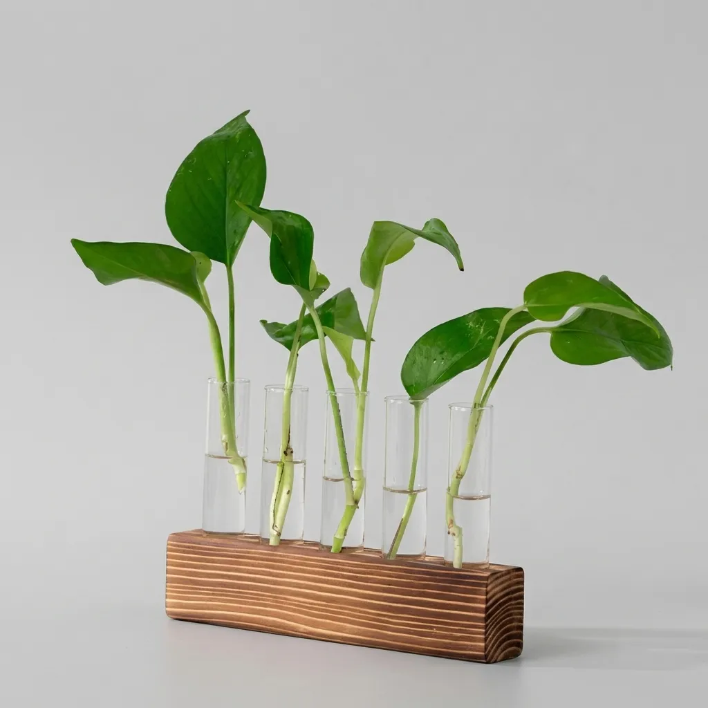 Wooden Test Tube Propagation Station | Custom Desktop Plant Vase Rack 5