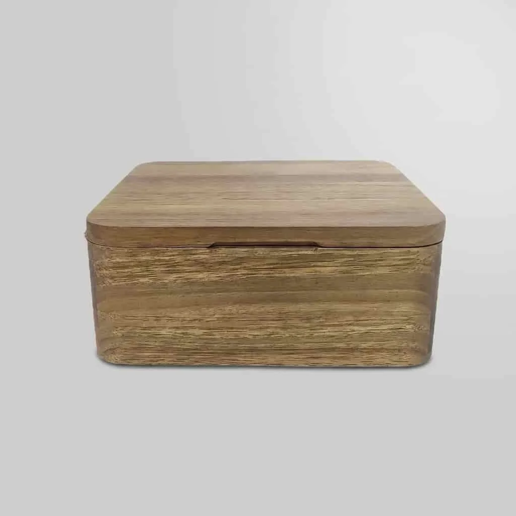 Custom Square Acacia Wood Packaging Box Solid Wood Hinged Gift Box 4