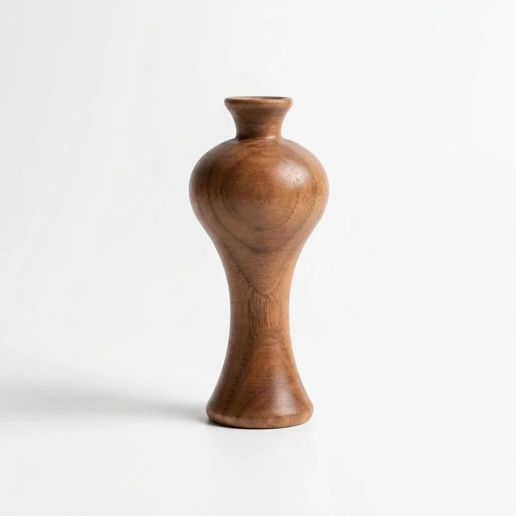 Solid Black Walnut Vase – Retro Design Flower Holder for Home Decor & Crafts 5