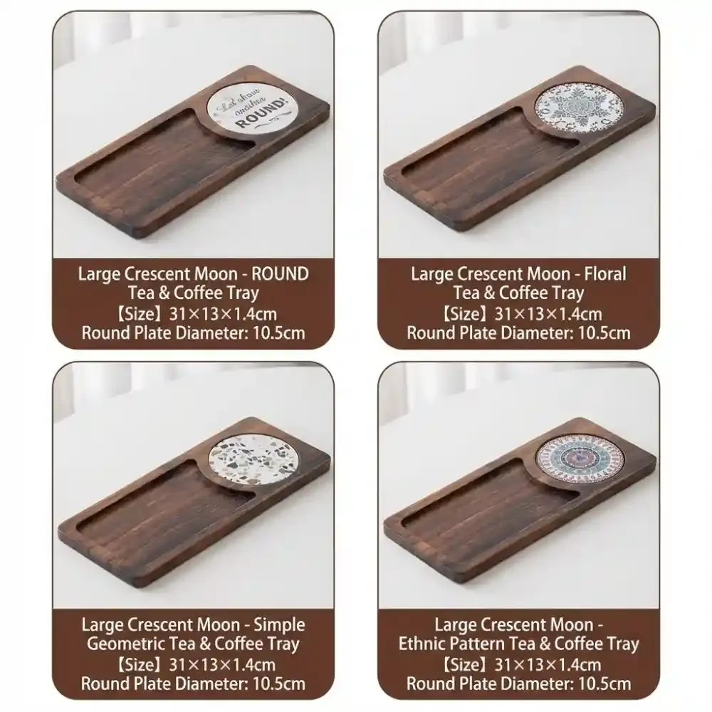 Walnut Wood Coffee Serving Tray Custom Solid Wood Dessert Pastry Plate 3