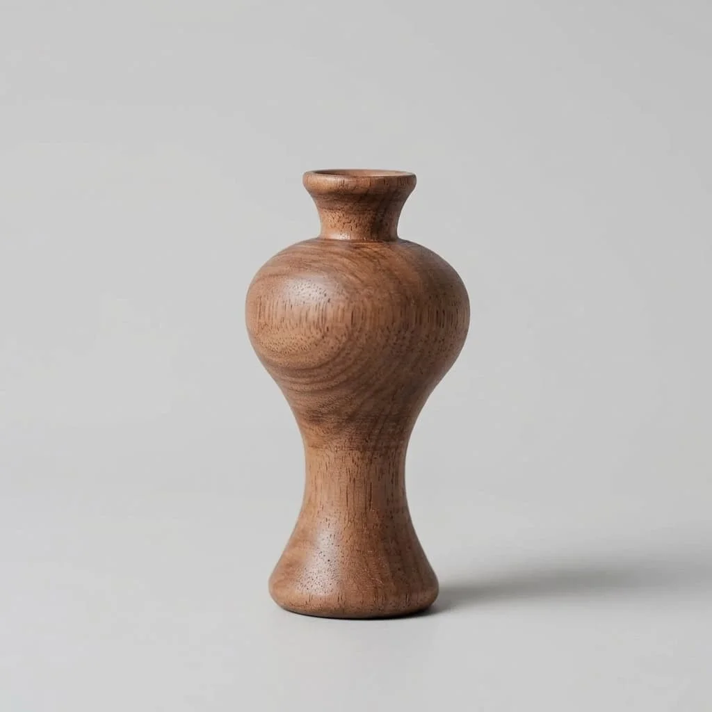 Solid Black Walnut Vase – Retro Design Flower Holder for Home Decor & Crafts 4