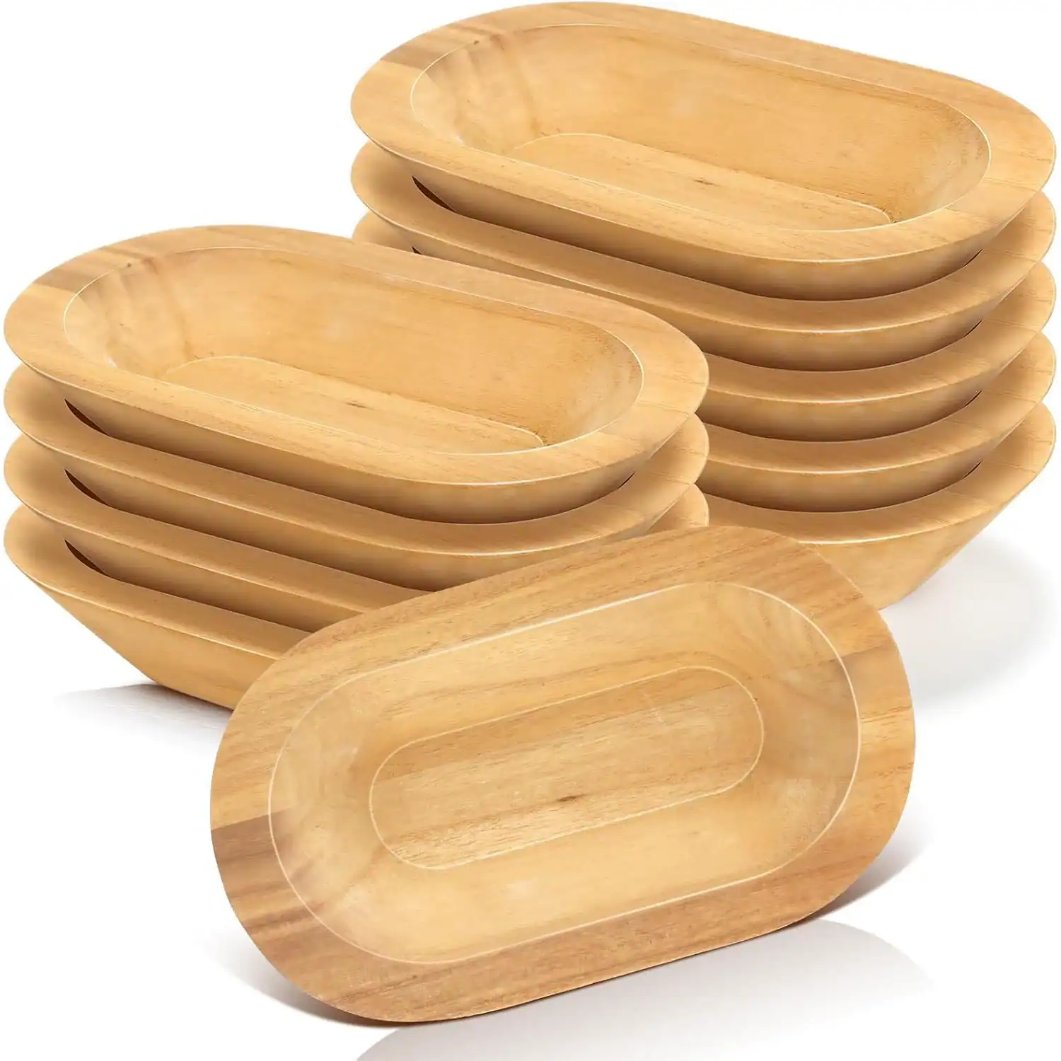 Bulk Oval Wooden Dough Bowls Custom Decorative Wood Bowls 3