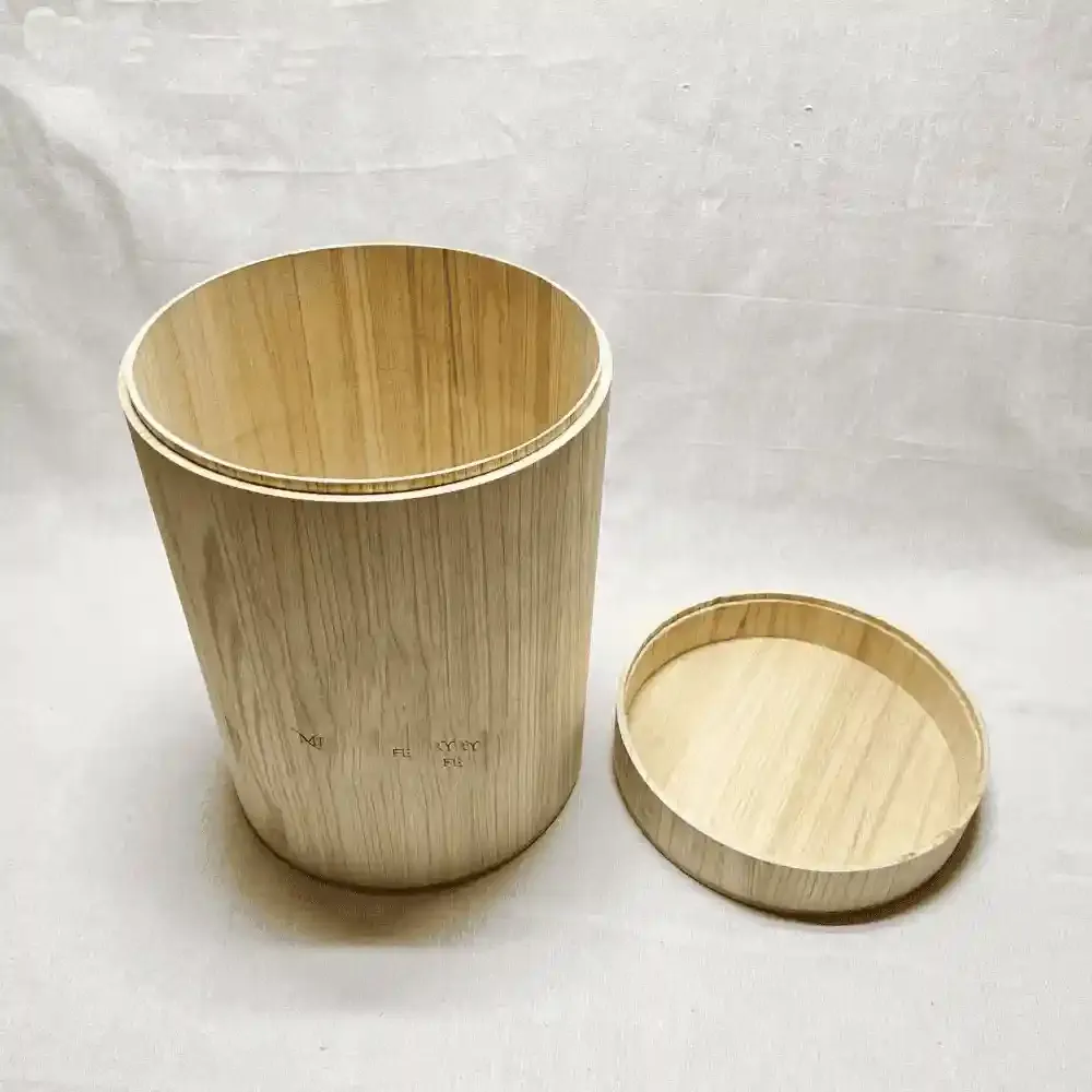 Large Round Wooden Storage Barrel Large Souvenir Gift Box Desktop Organizer Wooden Decorative Barrel 3