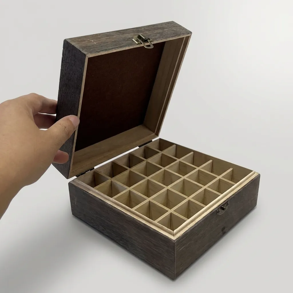 Paulownia Wood Essential Oil Storage Box with 25 Compartments