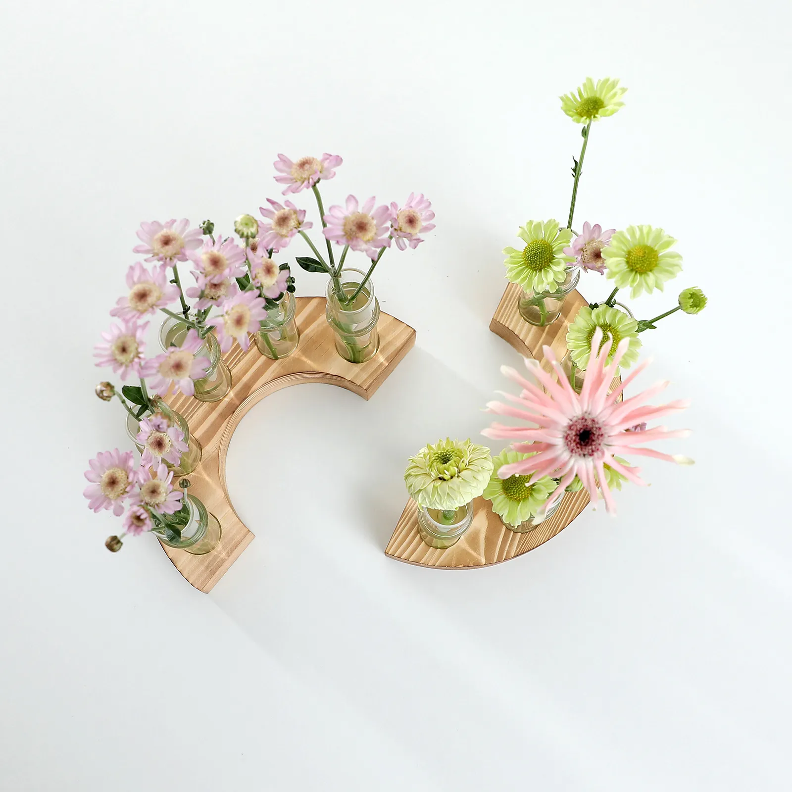 Custom Solid Wood Test Tube Vase for Hydroponic Plants & Floral Decor 4