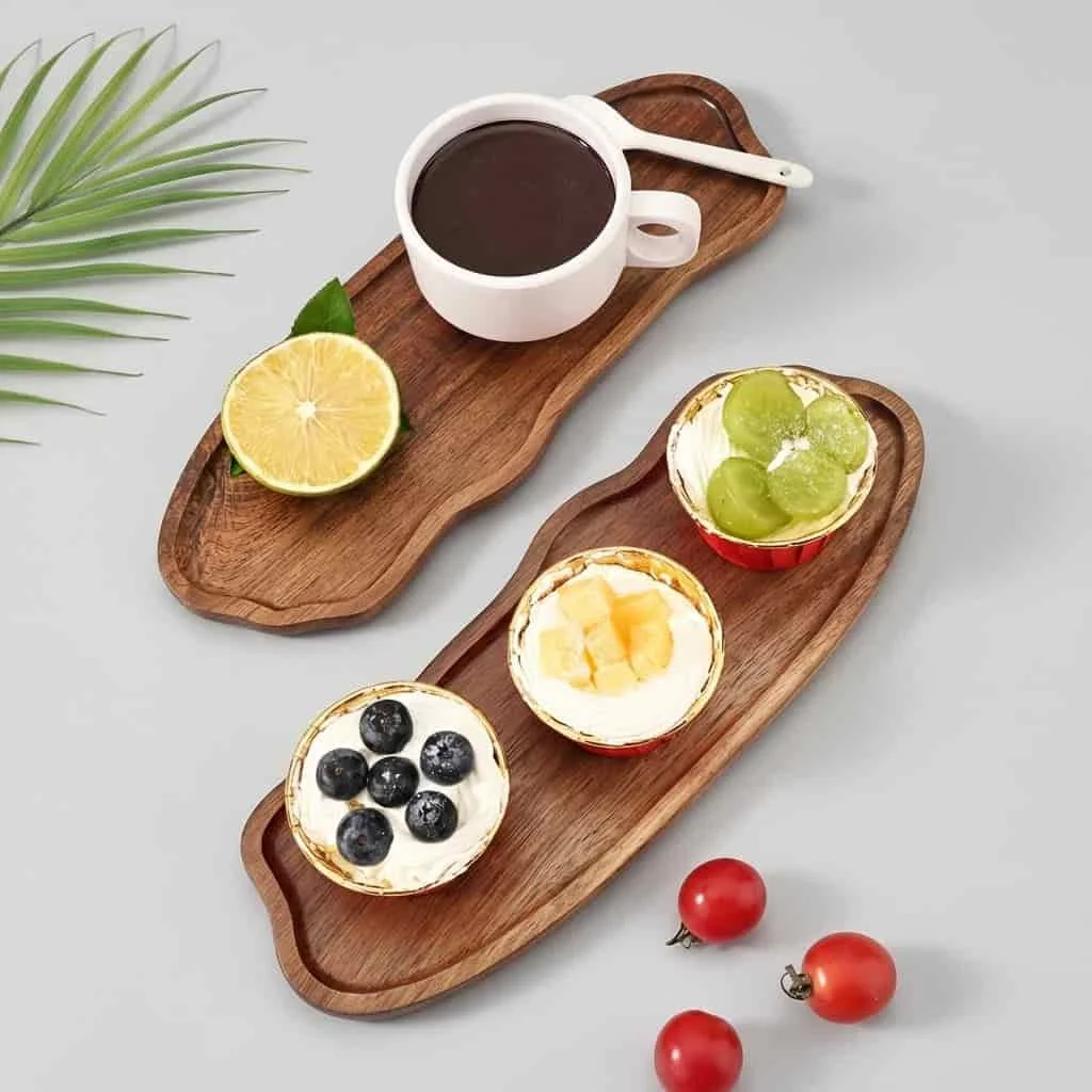 Custom Acacia Wood Snack Trays – Peanut & Cloud Shaped Wooden Serving Plates 2