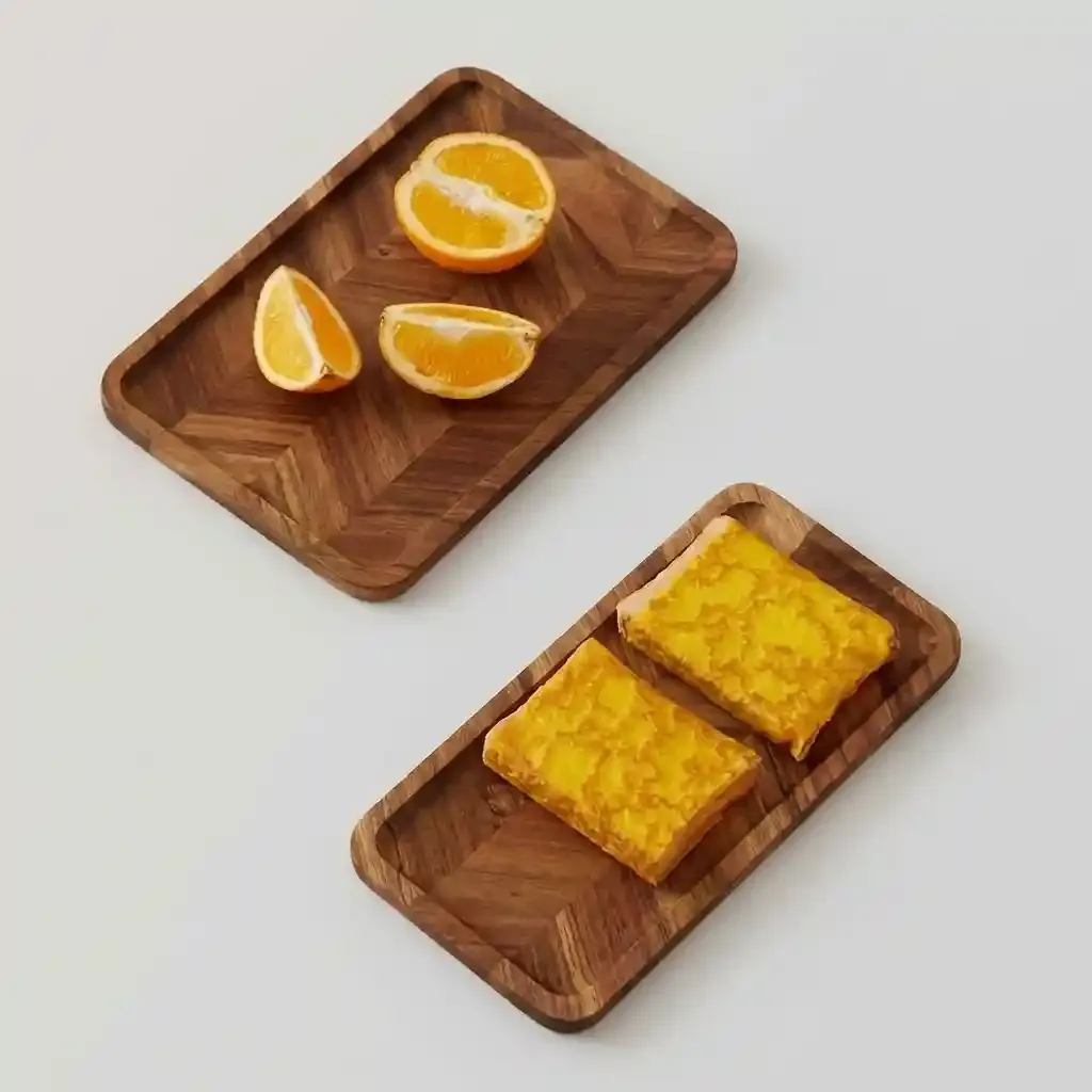 Acacia Wood Herringbone Serving Tray – Custom Rectangular & Square Wooden Tea Platters 2
