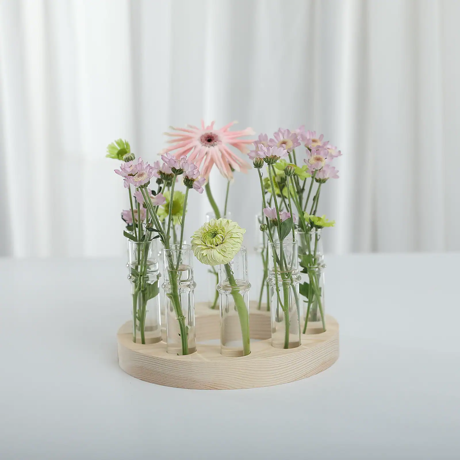 Custom Solid Wood Test Tube Vase for Hydroponic Plants & Floral Decor 2