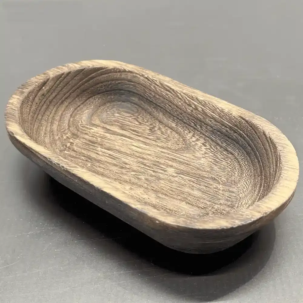 Rustic Wooden Dough Bowl – Vintage Oval Wood Decorative Candle Bowl