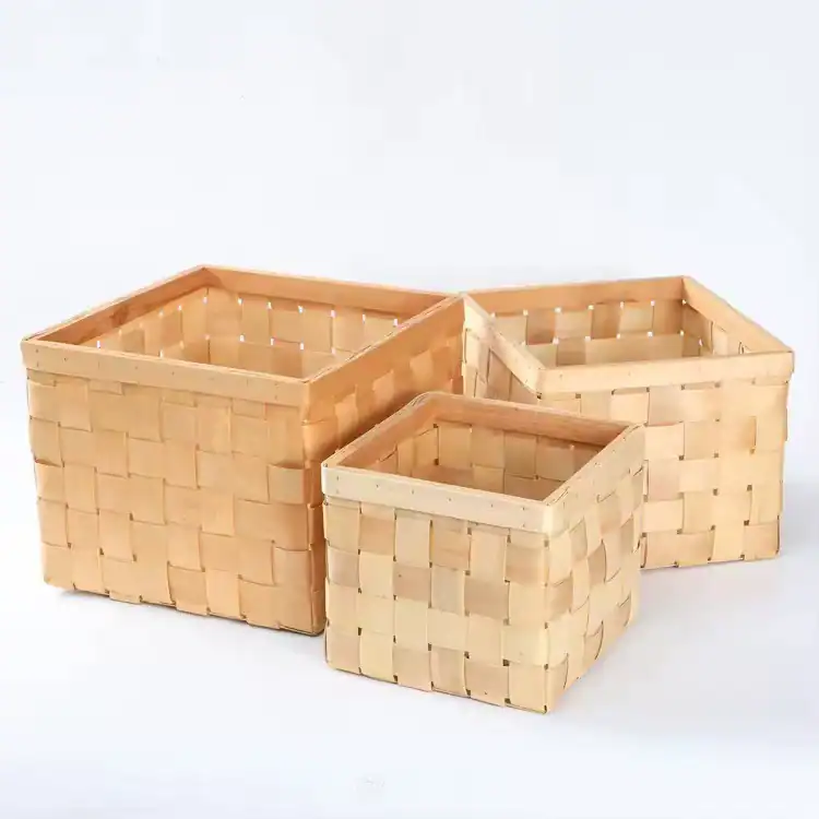 Custom Woven Wood Chip Storage Baskets for Wholesale Home Goods Suppliers