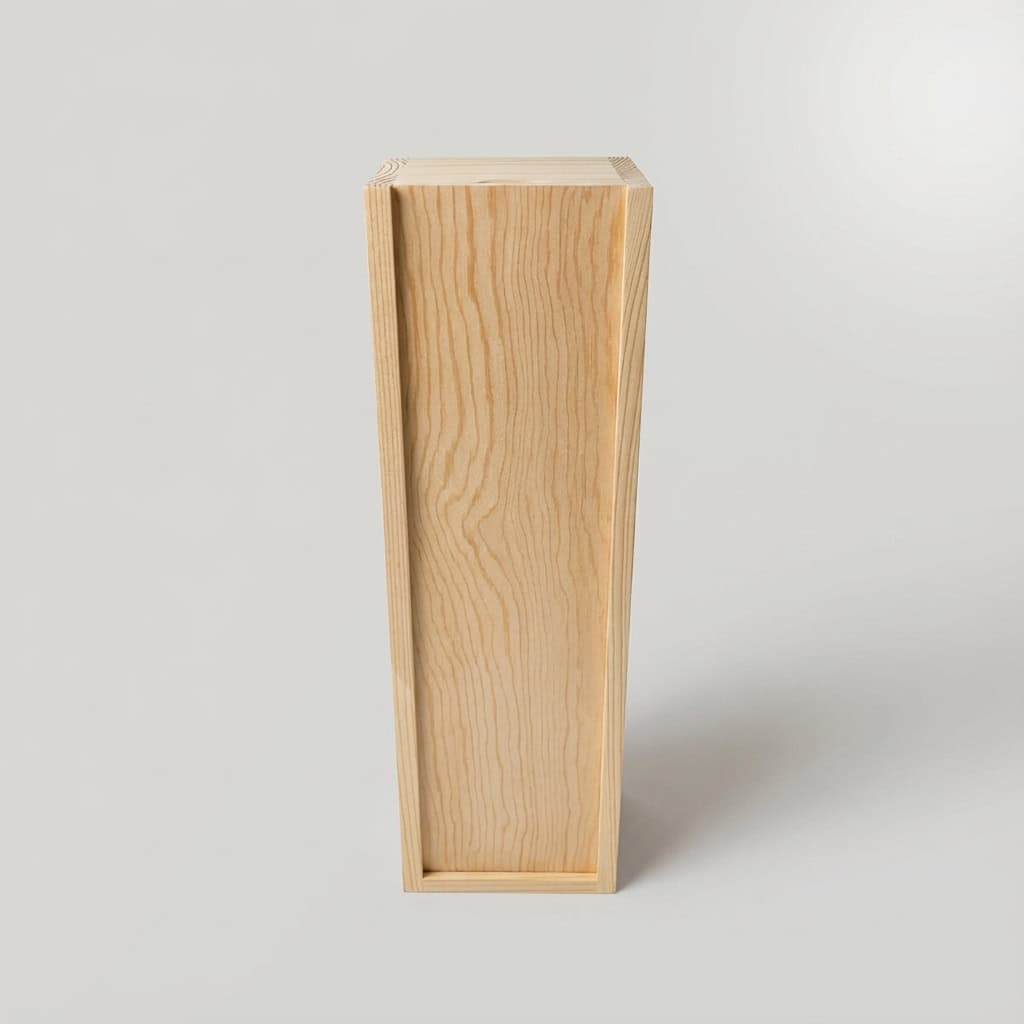 Single bottle wooden wine box side view