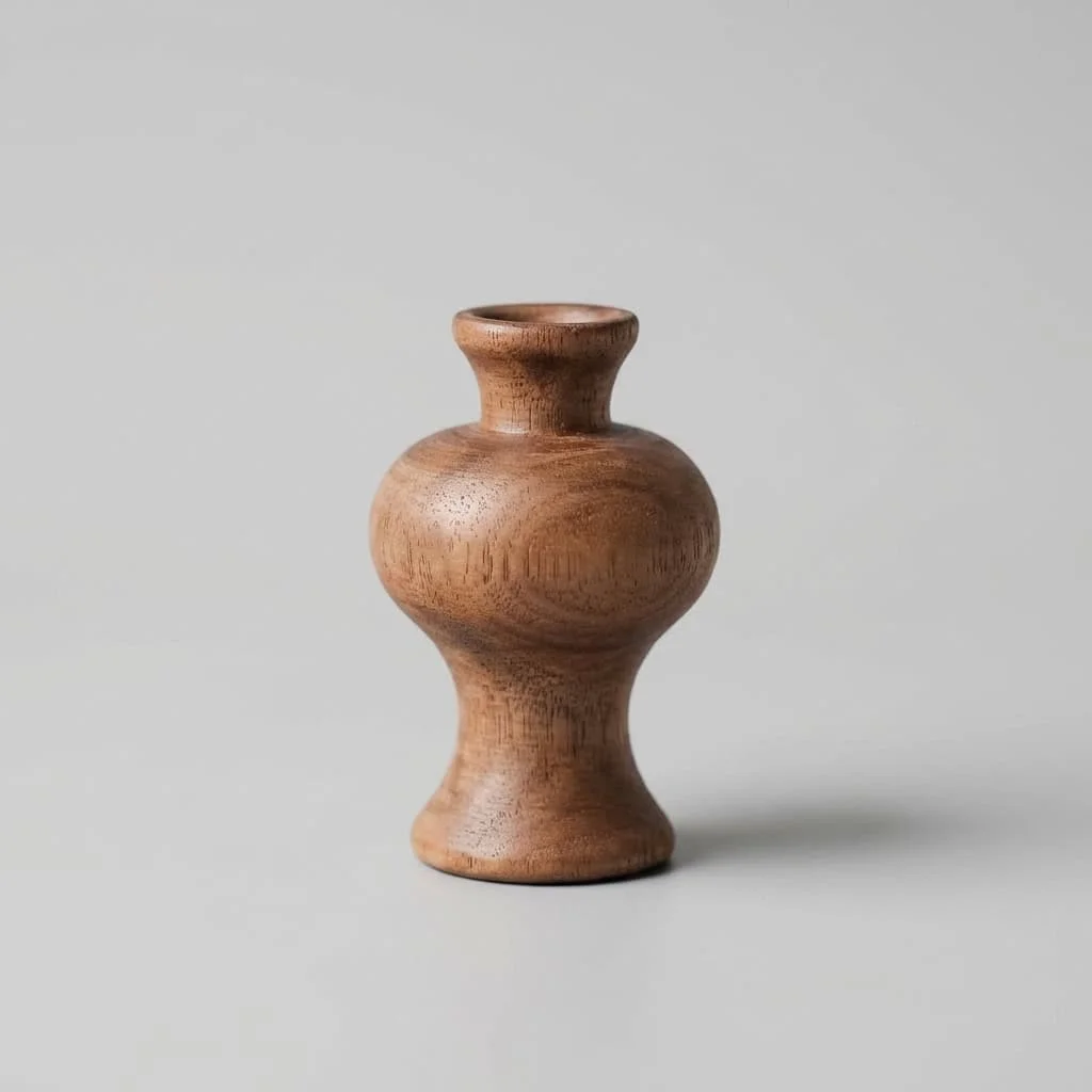 Solid Black Walnut Vase – Retro Design Flower Holder for Home Decor & Crafts 3