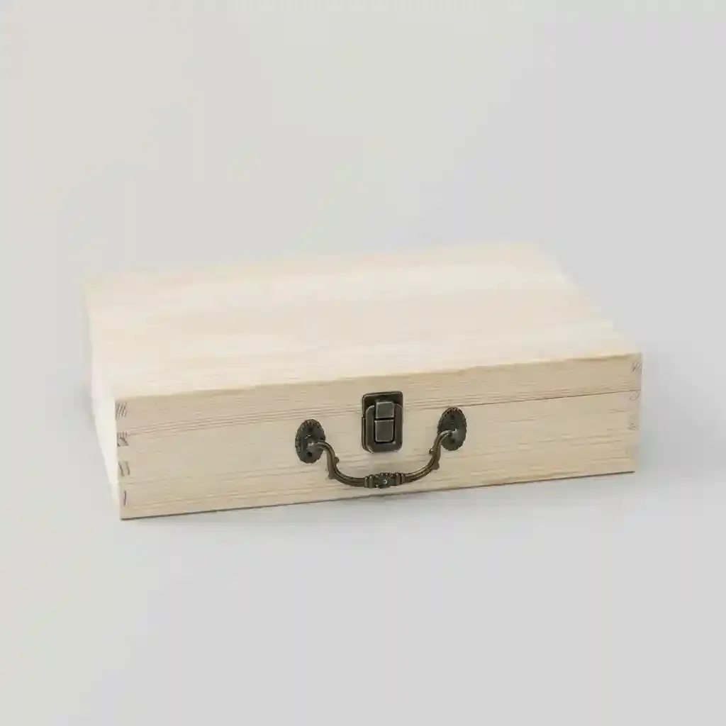 Solid Pine Wood Hinged Storage Box Rectangular Wooden Case