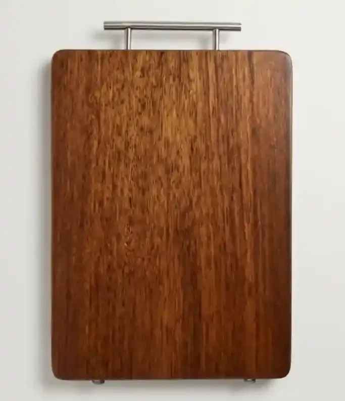 Double Sided Solid Wood Teak Cutting Board with Metal Handle